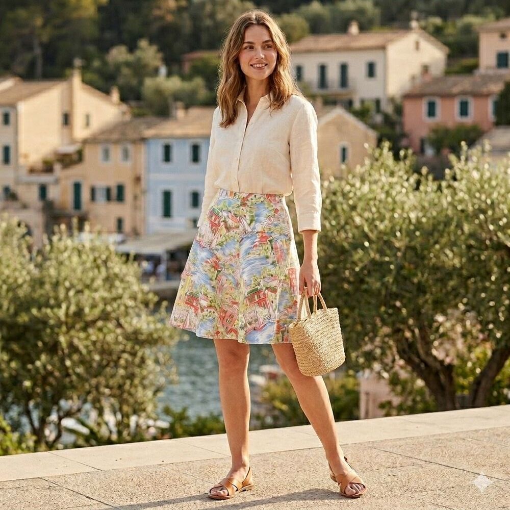 Hannah Anderson size 8 100% cotton A-line skirt.